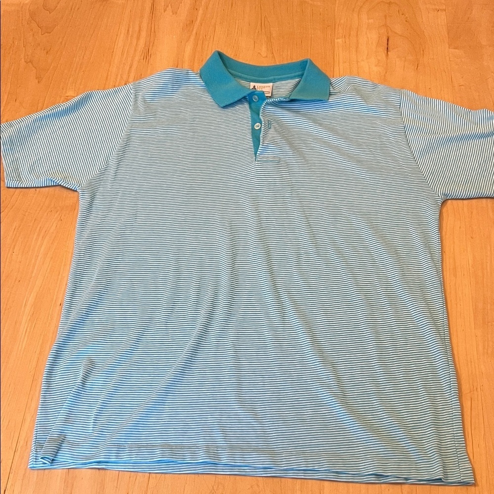 London Fog Light Blue Striped Polo Shirt